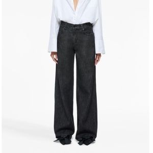 alice + olivia Trish low-rise wide-leg jeans in maya smooth black
